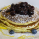 plated pancakes with blueberries