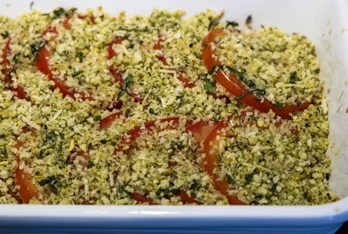 Baked Tomato gratin dish